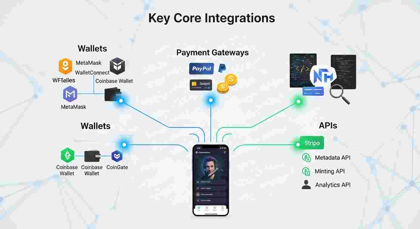 ey Technical Integrations in a White Label NFT Marketplace: Wallets, Payment Gateways, and APIs